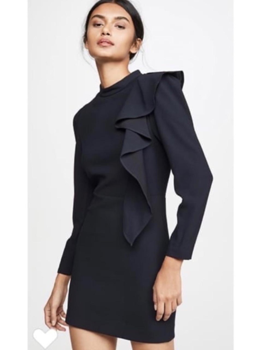 IRO Black One-Shoulder Ruffle Mini Dress